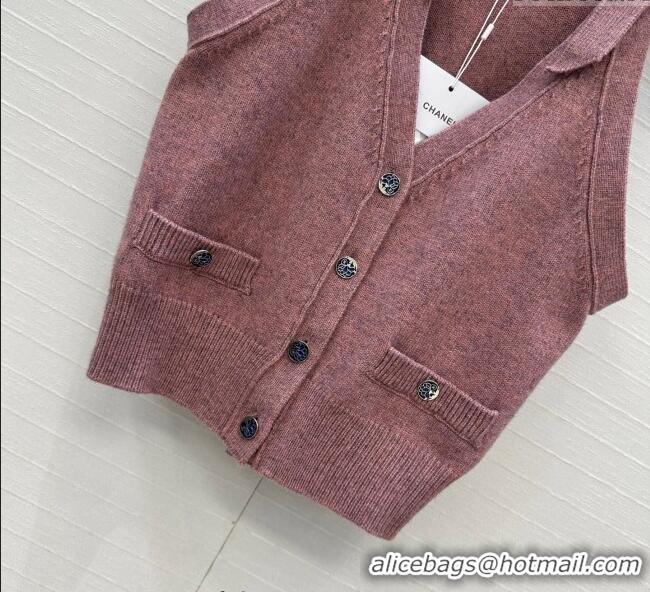 Hot Sell Cheap Chanel Wool Knit Vest with Buckle 0704 Pink 2025