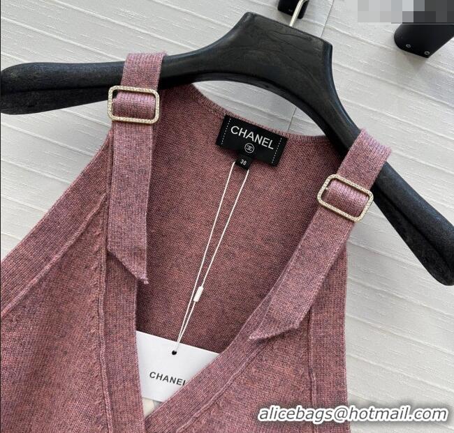 Hot Sell Cheap Chanel Wool Knit Vest with Buckle 0704 Pink 2025