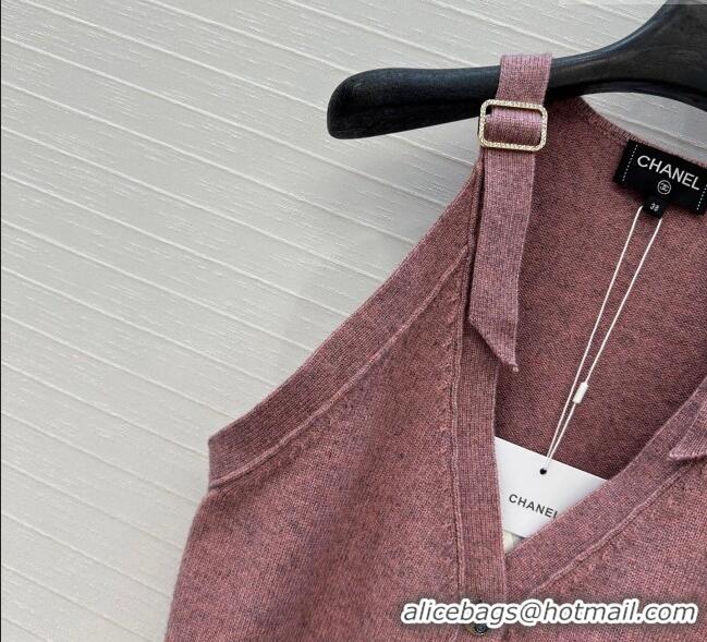 Hot Sell Cheap Chanel Wool Knit Vest with Buckle 0704 Pink 2025