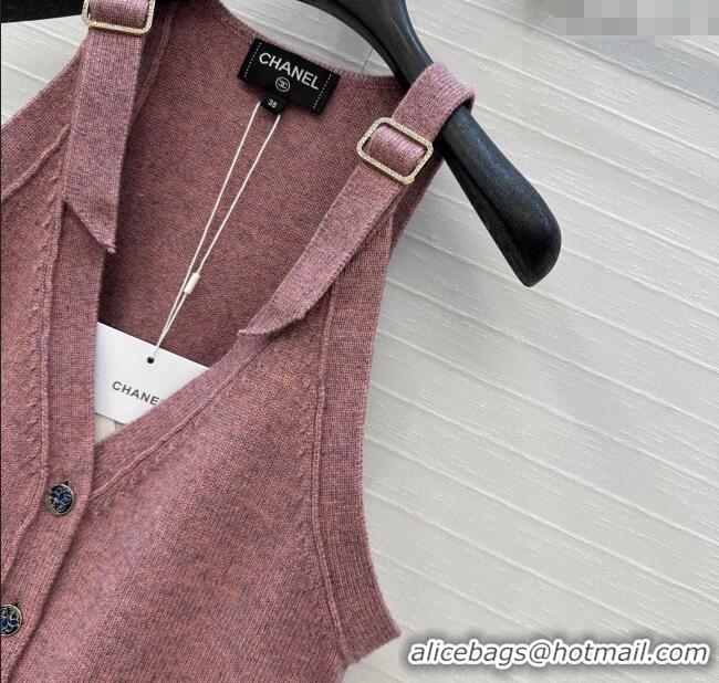 Hot Sell Cheap Chanel Wool Knit Vest with Buckle 0704 Pink 2025