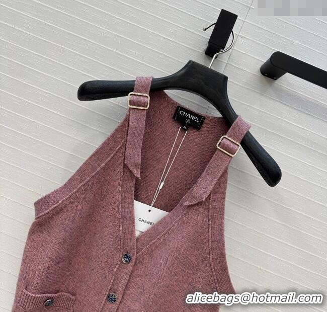 Hot Sell Cheap Chanel Wool Knit Vest with Buckle 0704 Pink 2025