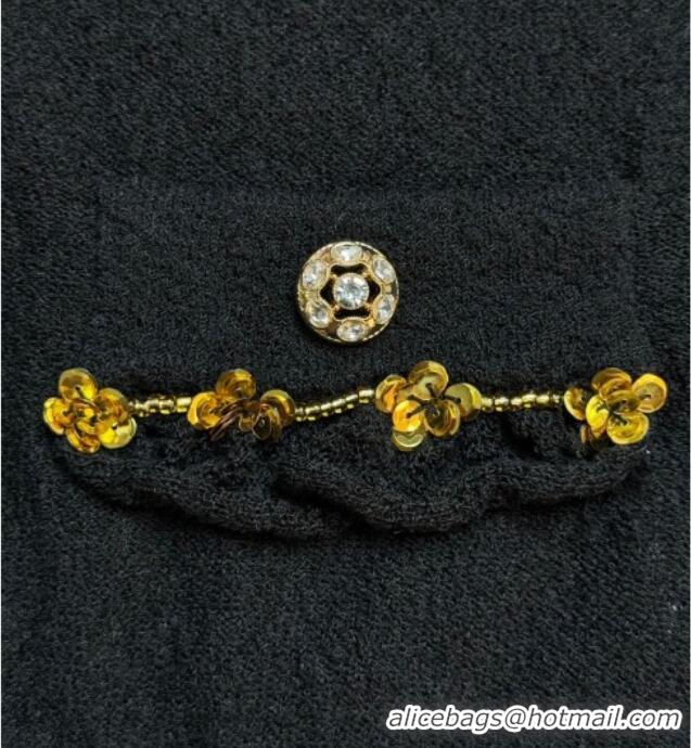 ​Top Quality Chanel Cardigan with Metal-Tone Blossom 0704 Black 2025