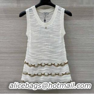 Buy Cheap Chanel Wool Knit Vest with Chain 0704 White 2025