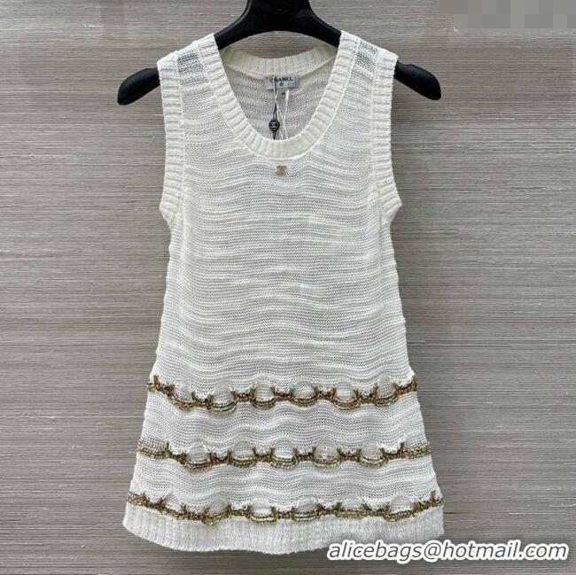Buy Cheap Chanel Wool Knit Vest with Chain 0704 White 2025