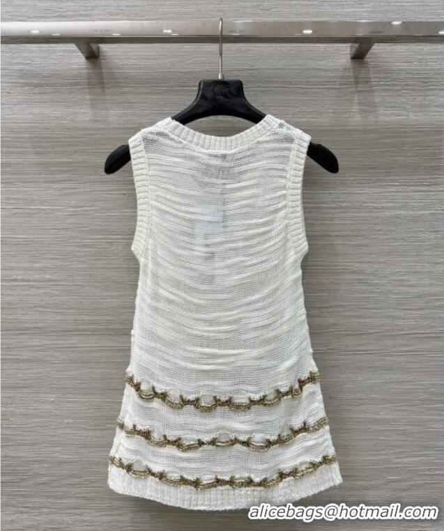 Buy Cheap Chanel Wool Knit Vest with Chain 0704 White 2025