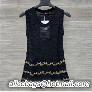 Buy Discount Chanel Wool Knit Vest with Chain 0704 Black 2025