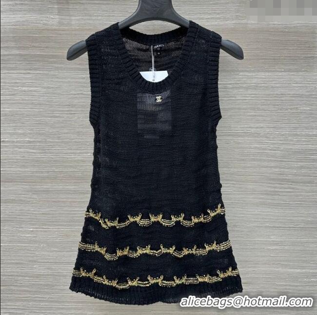 Buy Discount Chanel Wool Knit Vest with Chain 0704 Black 2025