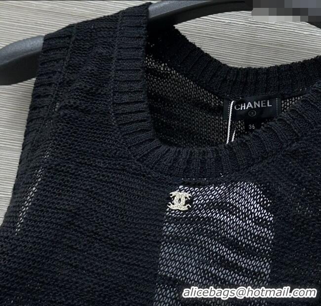 Buy Discount Chanel Wool Knit Vest with Chain 0704 Black 2025