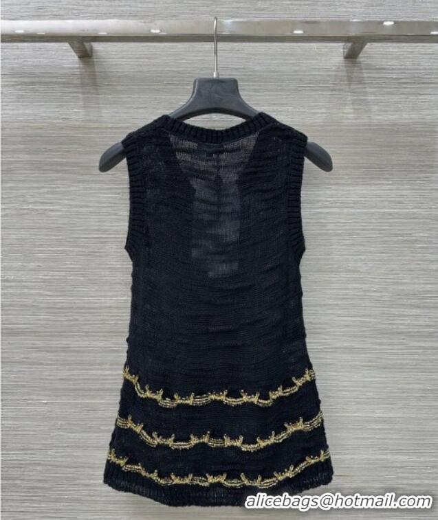 Buy Discount Chanel Wool Knit Vest with Chain 0704 Black 2025