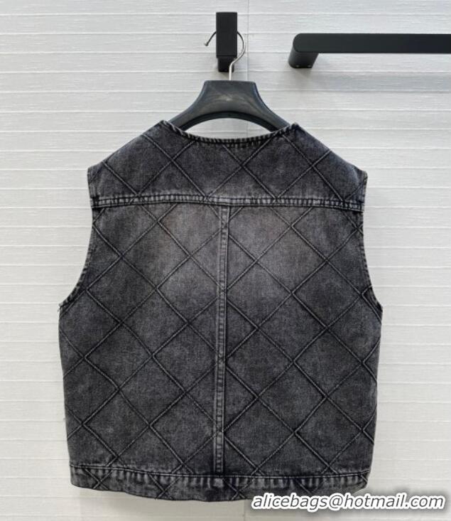 Best Quality Chanel Denim Jacket with Camellia 0704 Black 2025