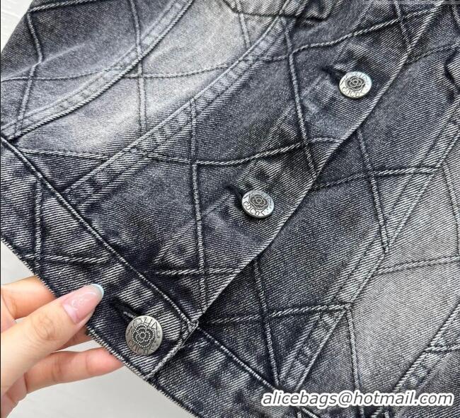 Best Quality Chanel Denim Jacket with Camellia 0704 Black 2025