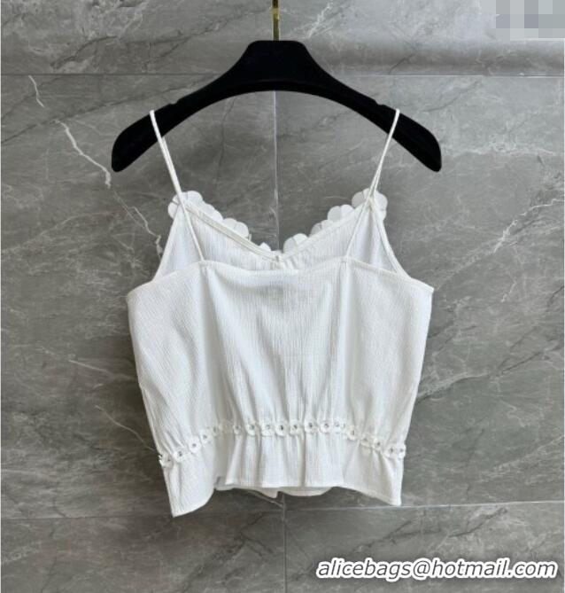 Hot Sell Cheap Chanel Cotton Blend Vest with Blossom 0704 White 2025