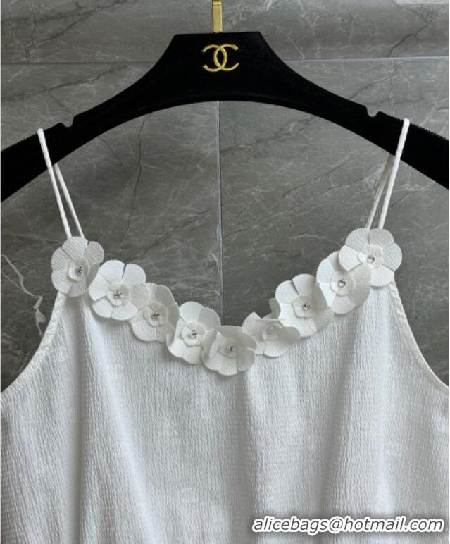 Hot Sell Cheap Chanel Cotton Blend Vest with Blossom 0704 White 2025