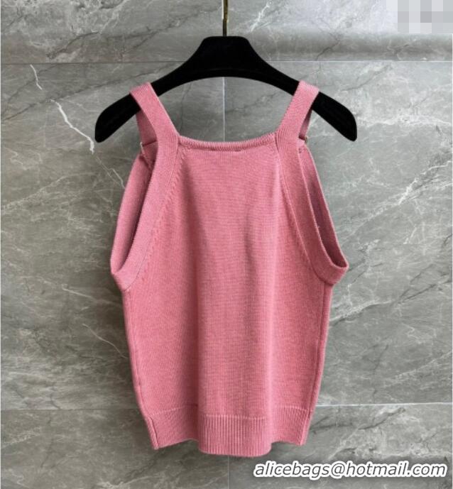 New Fashion Chanel Wool Vest with Metal-Tone Blossom 0704 Pink 2025