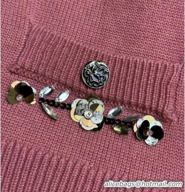 New Fashion Chanel Wool Vest with Metal-Tone Blossom 0704 Pink 2025