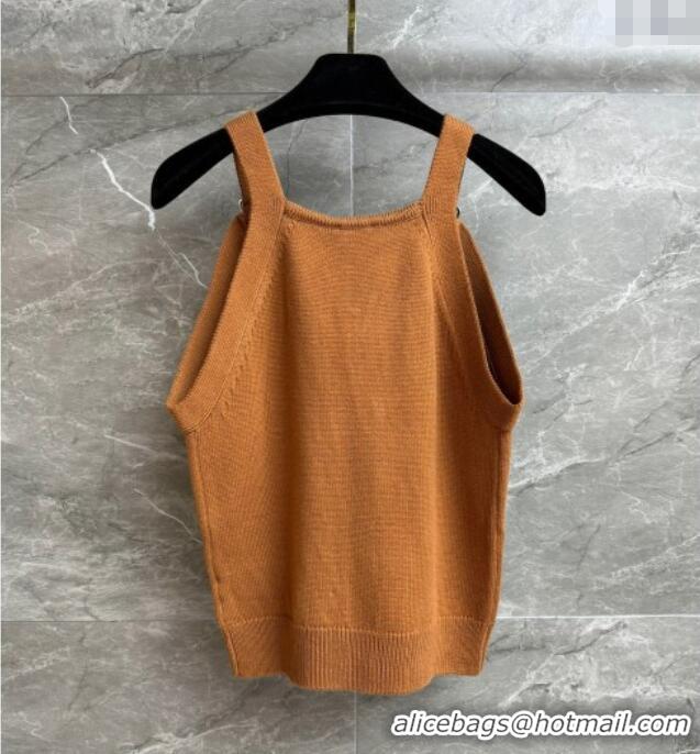Trendy Design Chanel Wool Vest with Metal-Tone Blossom 0704 Brown 2025