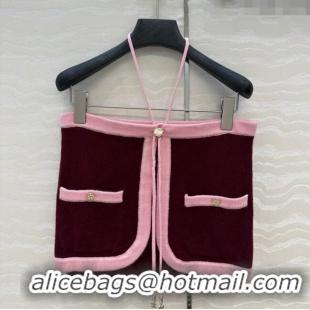 Top Quality Chanel Cashmere Knit Short Vest 0716 Dark Burgundy 2025
