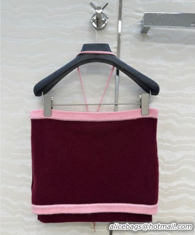 Top Quality Chanel Cashmere Knit Short Vest 0716 Dark Burgundy 2025