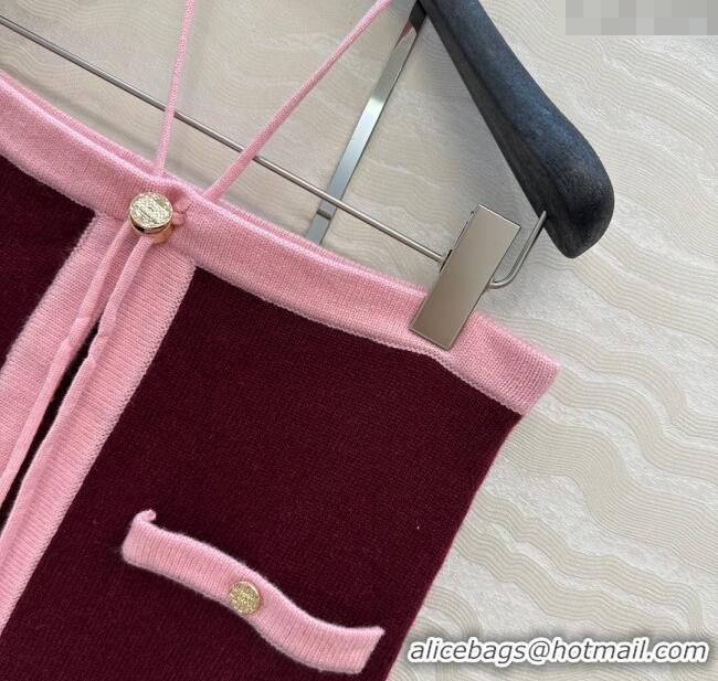 Top Quality Chanel Cashmere Knit Short Vest 0716 Dark Burgundy 2025