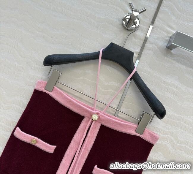 Top Quality Chanel Cashmere Knit Short Vest 0716 Dark Burgundy 2025
