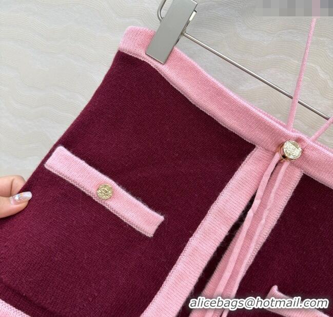 Top Quality Chanel Cashmere Knit Short Vest 0716 Dark Burgundy 2025