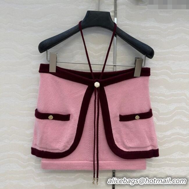 Traditional Discount Chanel Cashmere Knit Short Vest 0716 Pink 2025