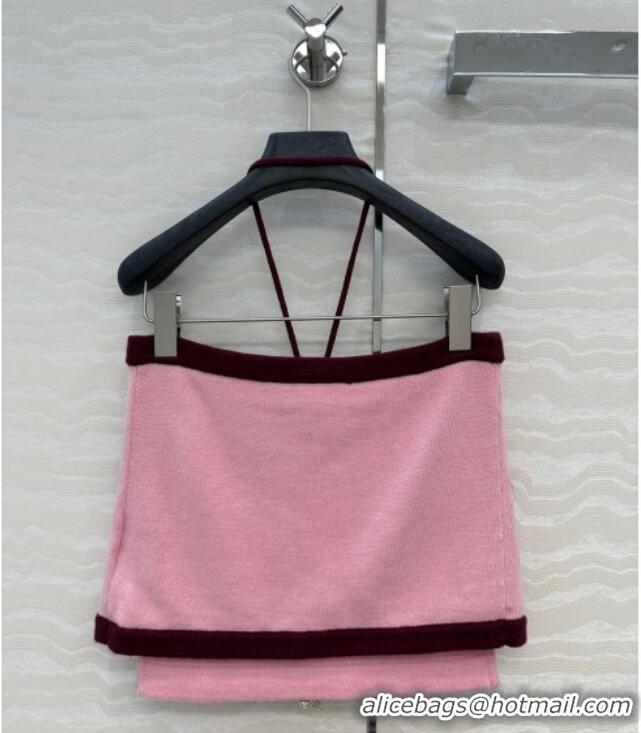 Traditional Discount Chanel Cashmere Knit Short Vest 0716 Pink 2025