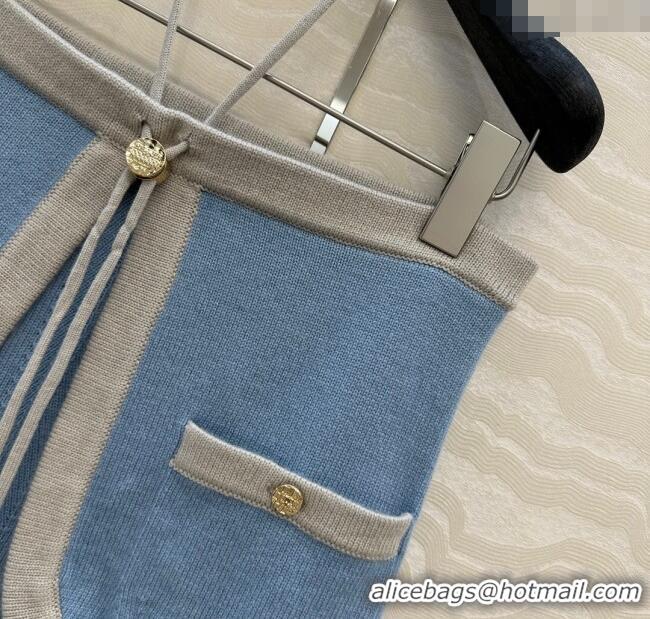 Unique Grade Chanel Cashmere Knit Short Vest 0716 Blue 2025