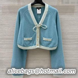 Grade Quality Chanel Cashmere Knit Cardigan 0716 Blue 2025