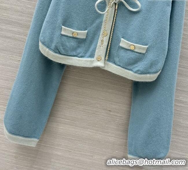 Grade Quality Chanel Cashmere Knit Cardigan 0716 Blue 2025