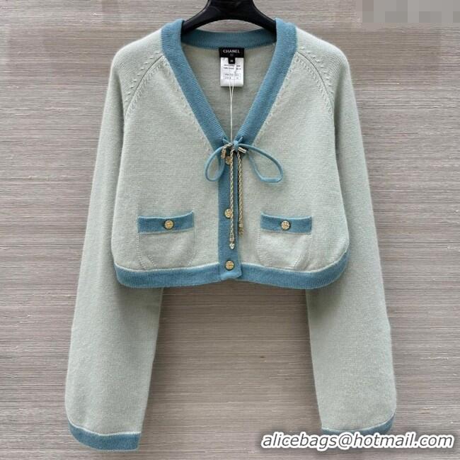 Good Product Chanel Cashmere Knit Cardigan 0716 Green 2025