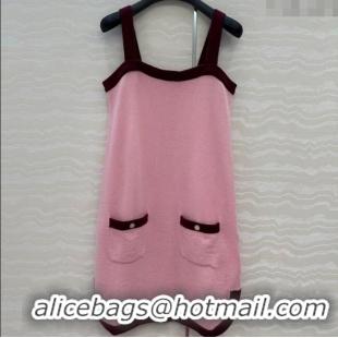 Luxury Cheap Chanel Cashmere Knit Dress 0716 Pink 2025