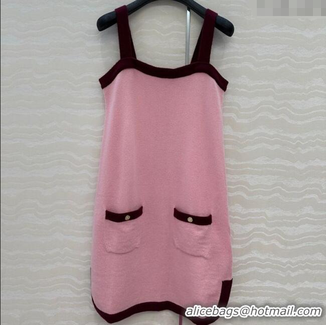Luxury Cheap Chanel Cashmere Knit Dress 0716 Pink 2025