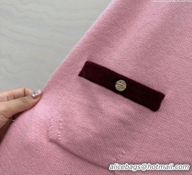 Luxury Cheap Chanel Cashmere Knit Dress 0716 Pink 2025