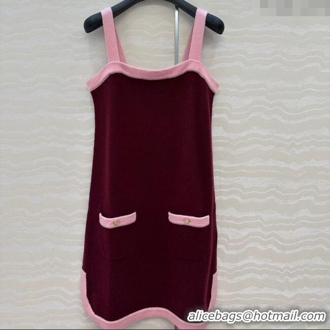 Trendy Design Chanel Cashmere Knit Dress 0716 Dark Burgundy 2025