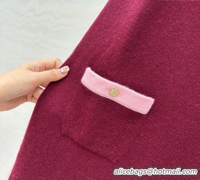 Trendy Design Chanel Cashmere Knit Dress 0716 Dark Burgundy 2025