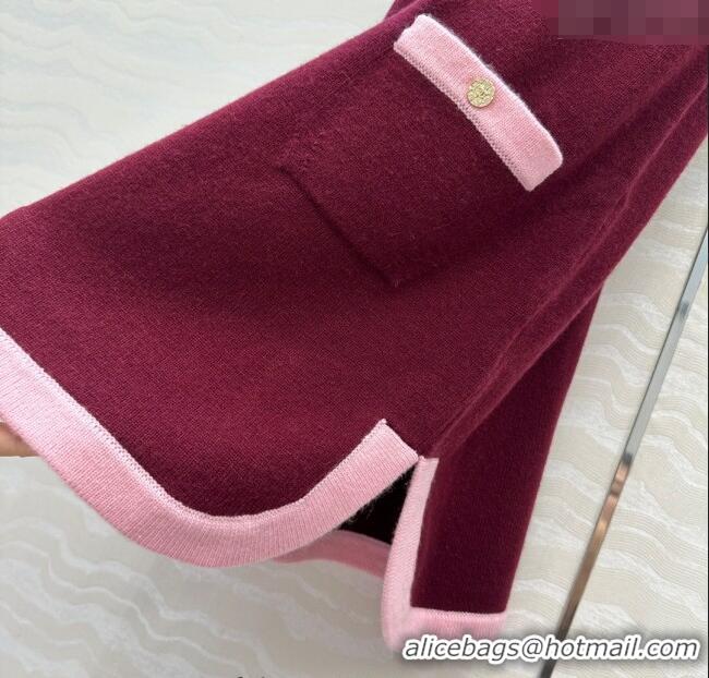 Trendy Design Chanel Cashmere Knit Dress 0716 Dark Burgundy 2025