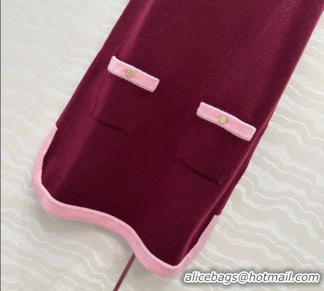 Trendy Design Chanel Cashmere Knit Dress 0716 Dark Burgundy 2025