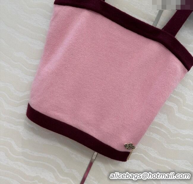 Famous Brand Chanel Cashmere Knit Vest 071602 Pink 2025