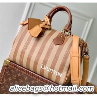 Buy Discount Louis Vuitton Speedy P9 Bandouliere 30 Bag in Stripe Calf Leather M14064 Beige 2025
