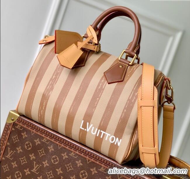 Buy Discount Louis Vuitton Speedy P9 Bandouliere 30 Bag in Stripe Calf Leather M14064 Beige 2025