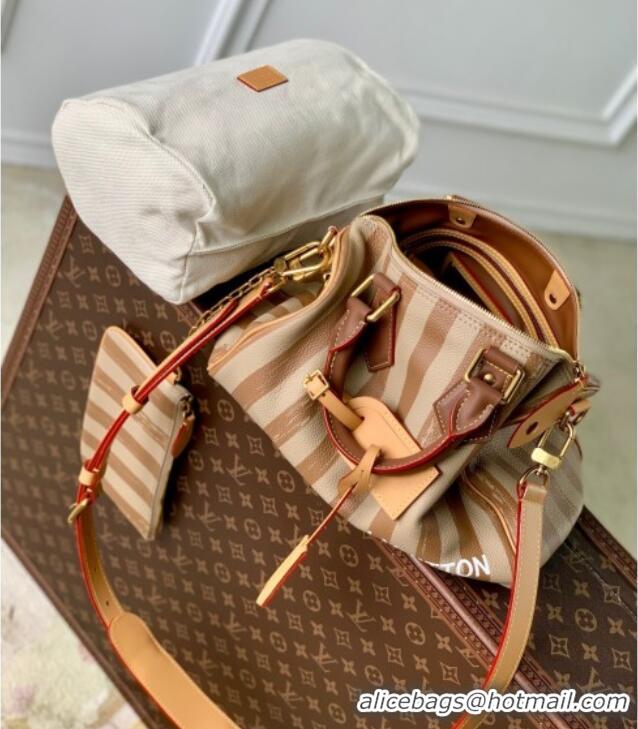 Buy Discount Louis Vuitton Speedy P9 Bandouliere 30 Bag in Stripe Calf Leather M14064 Beige 2025