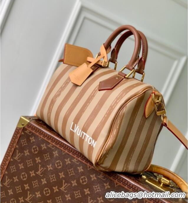 Buy Discount Louis Vuitton Speedy P9 Bandouliere 30 Bag in Stripe Calf Leather M14064 Beige 2025