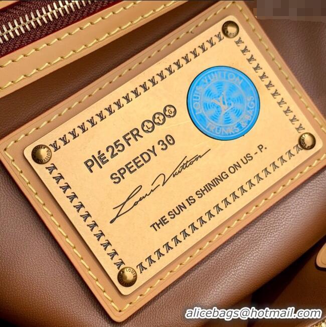 Buy Discount Louis Vuitton Speedy P9 Bandouliere 30 Bag in Stripe Calf Leather M14064 Beige 2025