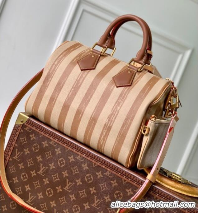 Buy Discount Louis Vuitton Speedy P9 Bandouliere 30 Bag in Stripe Calf Leather M14064 Beige 2025