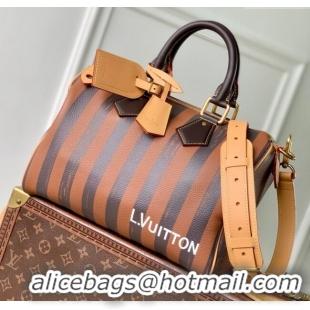 Top Quality Louis Vuitton Speedy P9 Bandouliere 30 Bag in Stripe Calf Leather M14064 Brown 2025
