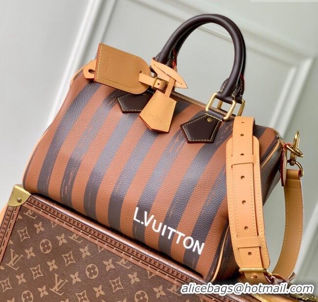 Top Quality Louis Vuitton Speedy P9 Bandouliere 30 Bag in Stripe Calf Leather M14064 Brown 2025