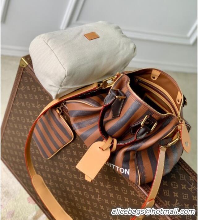 Top Quality Louis Vuitton Speedy P9 Bandouliere 30 Bag in Stripe Calf Leather M14064 Brown 2025