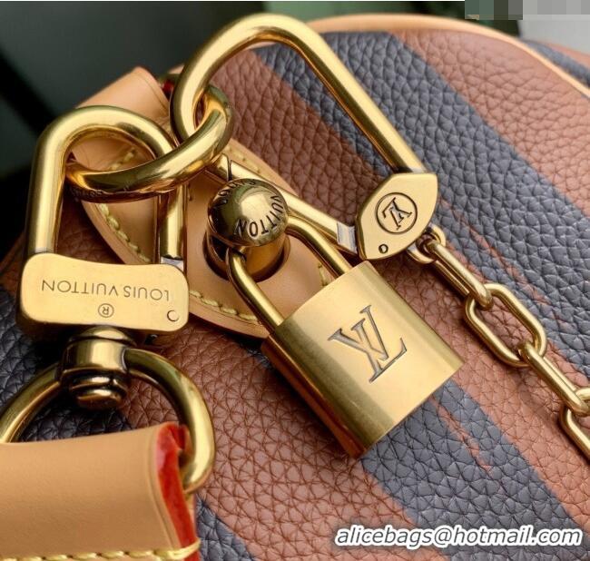 Top Quality Louis Vuitton Speedy P9 Bandouliere 30 Bag in Stripe Calf Leather M14064 Brown 2025