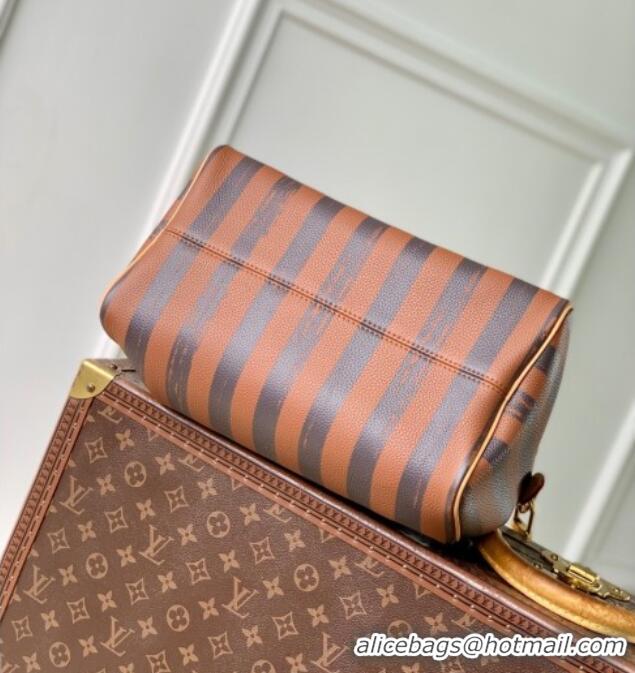 Top Quality Louis Vuitton Speedy P9 Bandouliere 30 Bag in Stripe Calf Leather M14064 Brown 2025